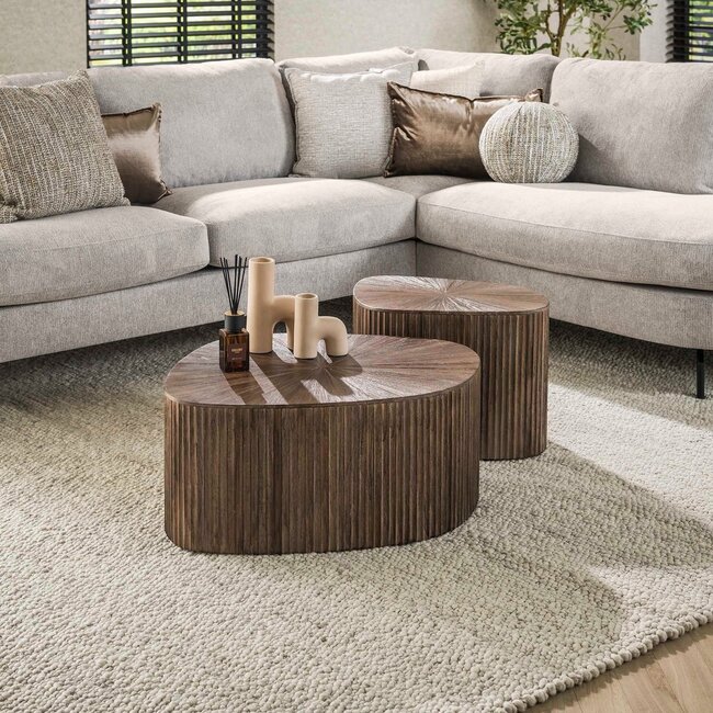 WoonStijl Salontafel set van 2 XL vierhoekig Maya teak