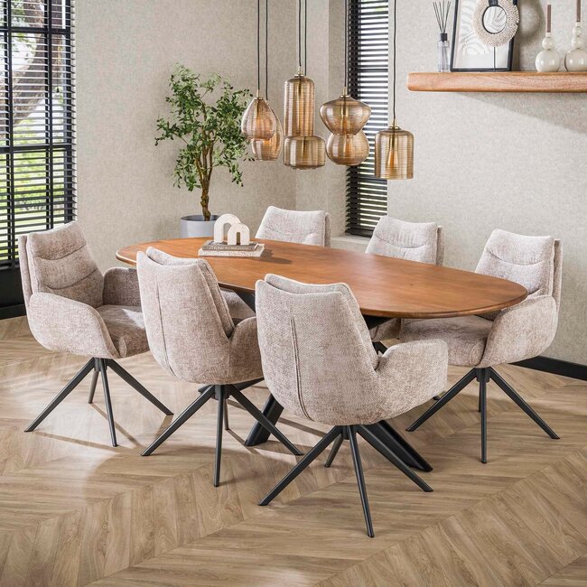WoonStijl Eetkamertafel 180 Cliff ovale buis mango