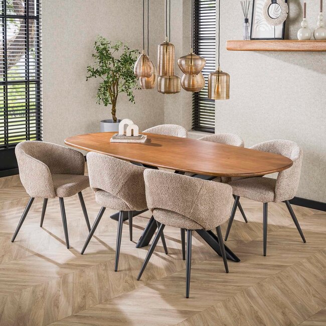 WoonStijl Eetkamertafel 215 Cliff ovale buis mango