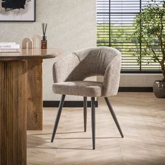 WoonStijl Eetkamerstoel Salon Tissee cargo zandkleur