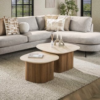 WoonStijl Salontafel set van 2 Romano kiezel