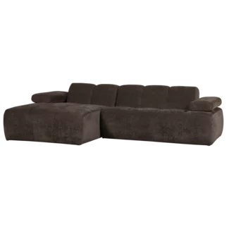 Woood Mojo Chaise Longue Bank Links Geweven Ribstof Bruin