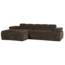 Woood Mojo Chaise Longue Bank Links Geweven Ribstof Bruin