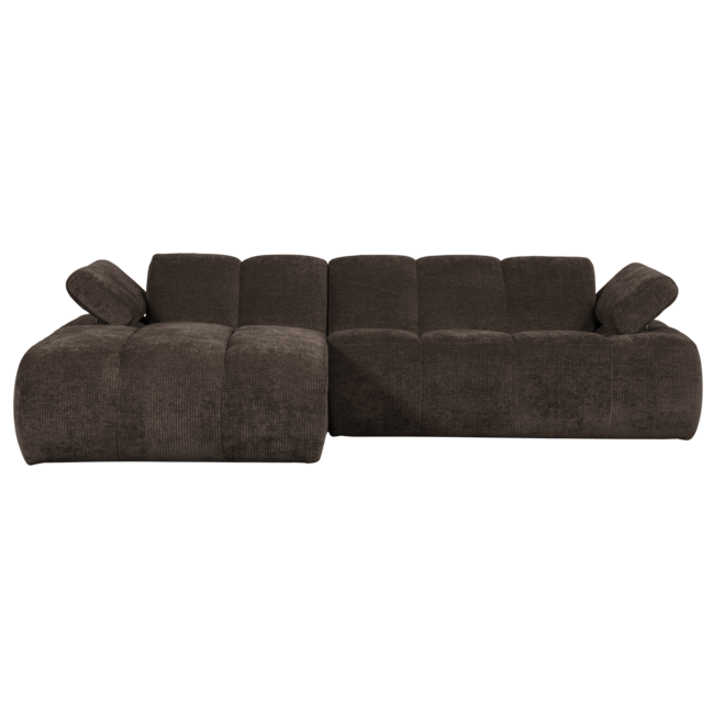 Woood Mojo Chaise Longue Bank Links Geweven Ribstof Bruin