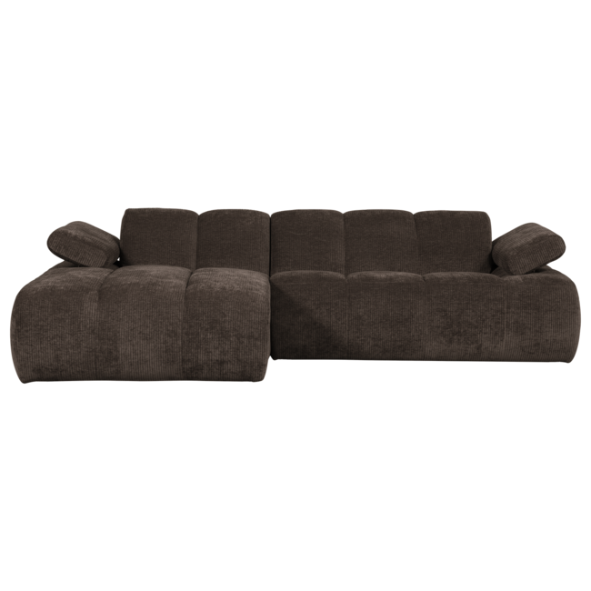 Woood Mojo Chaise Longue Bank Links Geweven Ribstof Bruin