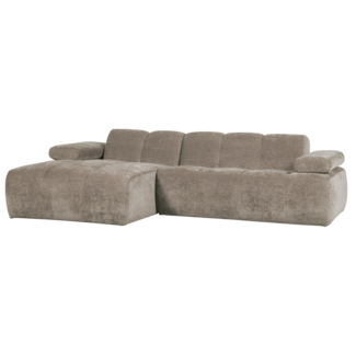 Woood Mojo Chaise Longue Bank Links Geweven Ribstof Donkerzand