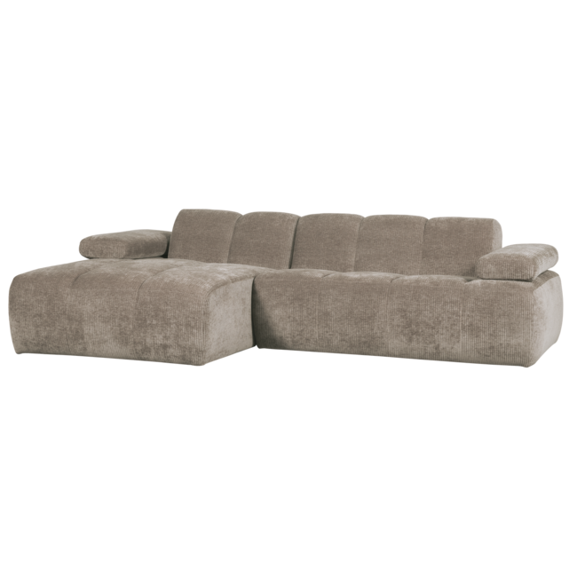 Woood Mojo Chaise Longue Bank Links Geweven Ribstof Donkerzand