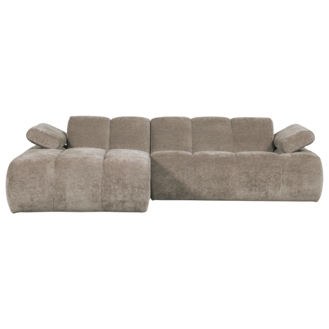 Woood Mojo Chaise Longue Bank Links Geweven Ribstof Donkerzand