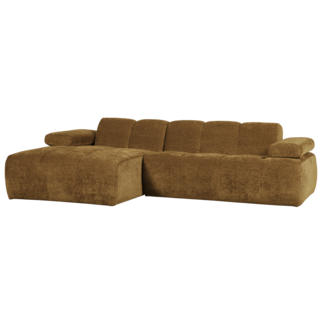 Woood Mojo Chaise Longue Bank Links Geweven Ribstof Honinggeel