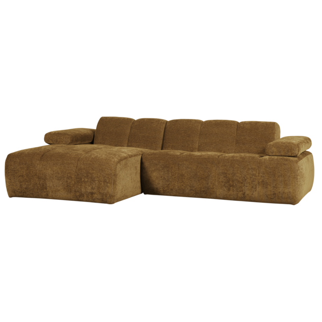 Woood Mojo Chaise Longue Bank Links Geweven Ribstof Honinggeel