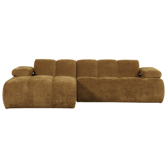 Woood Mojo Chaise Longue Bank Links Geweven Ribstof Honinggeel
