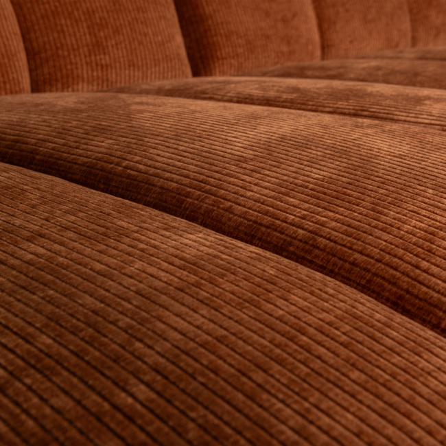 Woood Mojo Chaise Longue Bank Links Geweven Ribstof Roestbruin