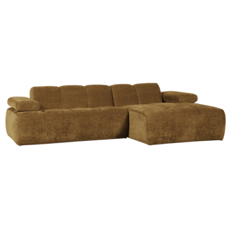 Woood Mojo Chaise Longue Bank Rechts Geweven Ribstof Honinggeel