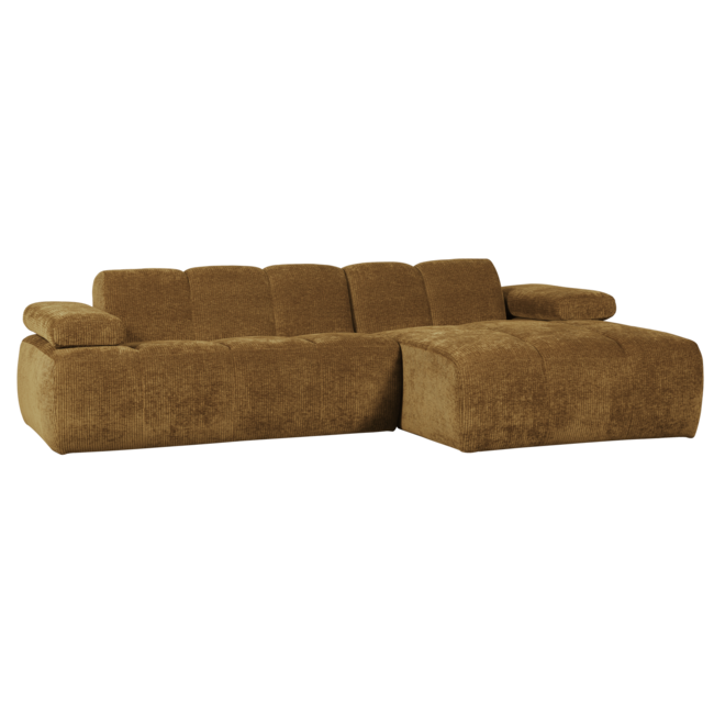 Woood Mojo Chaise Longue Bank Rechts Geweven Ribstof Honinggeel