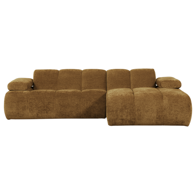Woood Mojo Chaise Longue Bank Rechts Geweven Ribstof Honinggeel