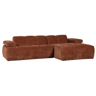 Woood Mojo Chaise Longue Bank Rechts Geweven Ribstof Roestbruin