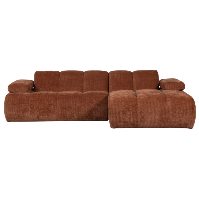Woood Mojo Chaise Longue Bank Rechts Geweven Ribstof Roestbruin
