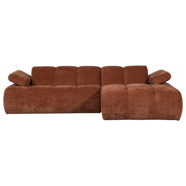 Woood Mojo Chaise Longue Bank Rechts Geweven Ribstof Roestbruin