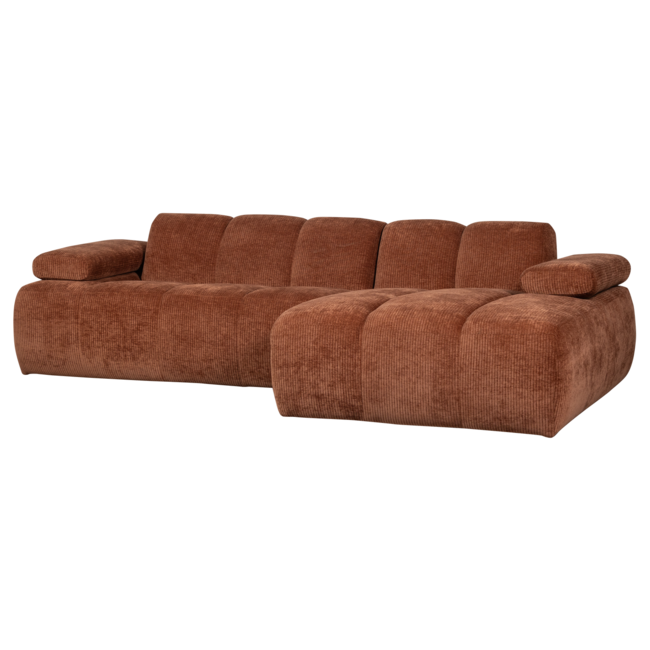 Woood Mojo Chaise Longue Bank Rechts Geweven Ribstof Roestbruin