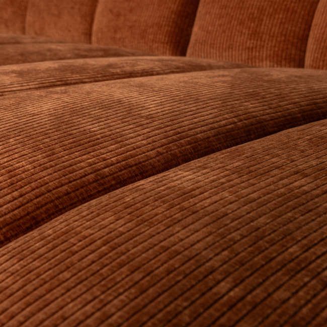 Woood Mojo Chaise Longue Bank Rechts Geweven Ribstof Roestbruin