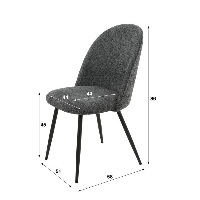 WoonStijl Stoel Boog boucle ronde rug grijs