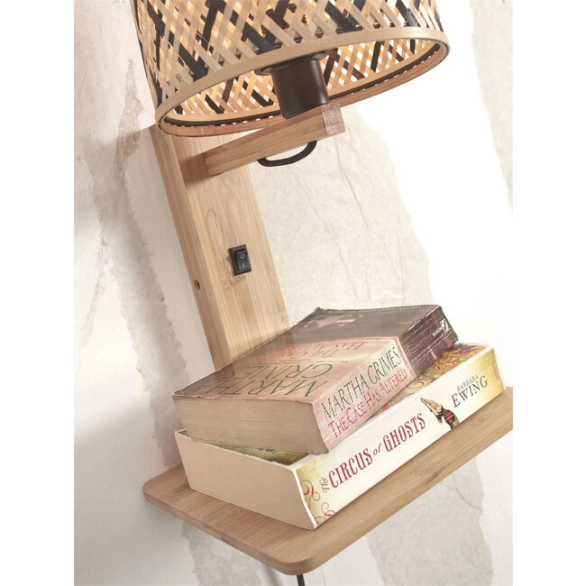 Good&Mojo Wandlamp Java met plank naturel zwart - Good&Mojo