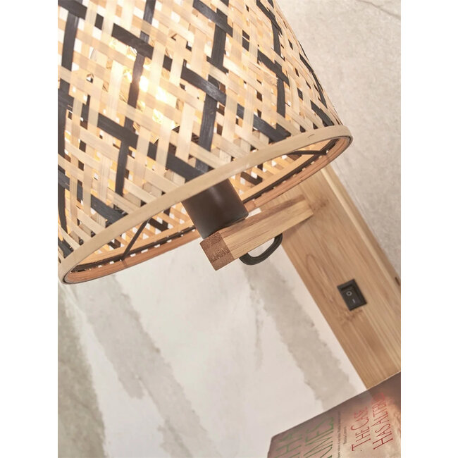 Good&Mojo Wandlamp Java met plank naturel zwart - Good&Mojo