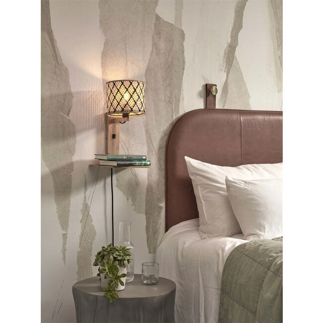 Good&Mojo Wandlamp Java met plank naturel zwart