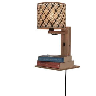 Good&Mojo Wandlamp Java met plank naturel zwart