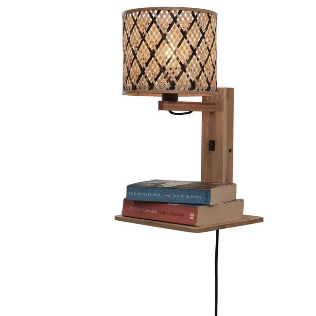 Good&Mojo Wandlamp Java met plank naturel zwart - Good&Mojo