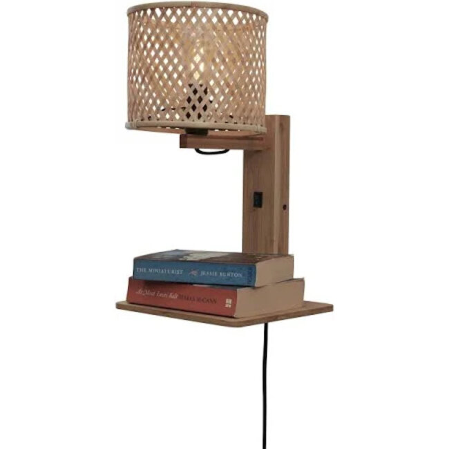 Good&Mojo Wandlamp Java met plank naturel zwart - Good&Mojo