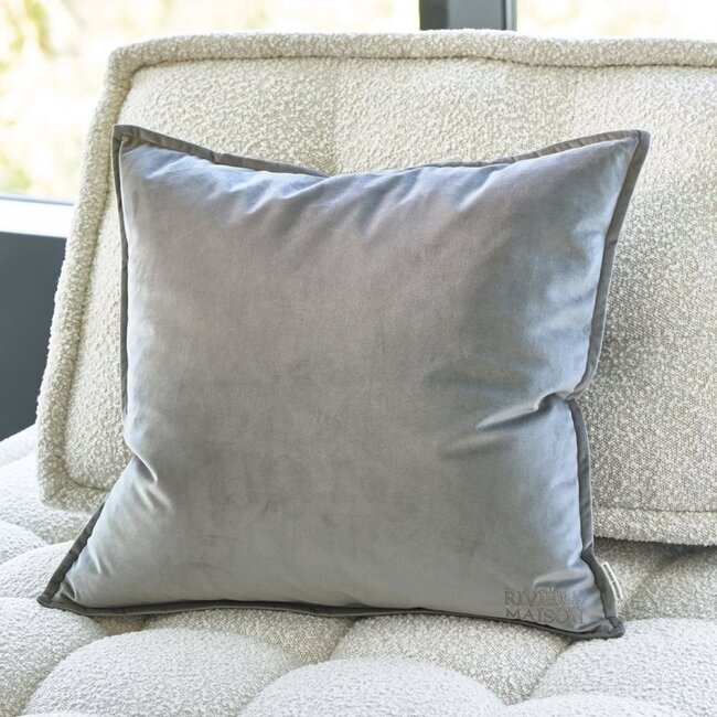 Riviera Maison Kussenhoes Velvet Pillow Grijs 60x60