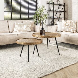 WoonStijl Salontafel set van 2 - Rond Metallic Brons