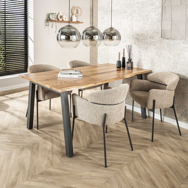 WoonStijl Eetkamerstoel Boucle ronde rug Curva zand