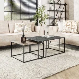 WoonStijl Salontafel set van 2 rechthoek iron metallic
