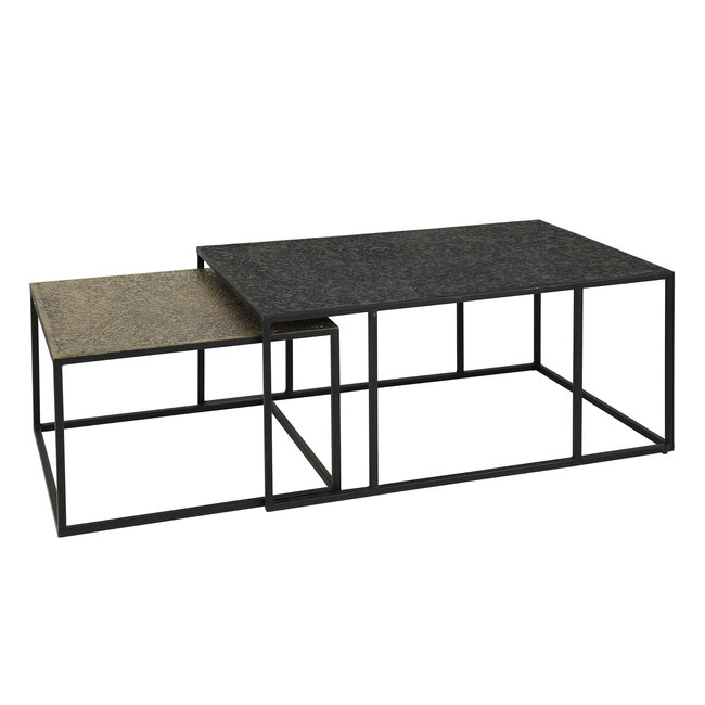 WoonStijl Salontafel set van 2 rechthoek iron metallic
