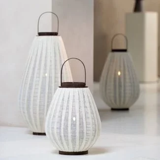 Light en Living Windlicht Ø36X55 cm DAZIO Linen Natural+donkerbruin hout
