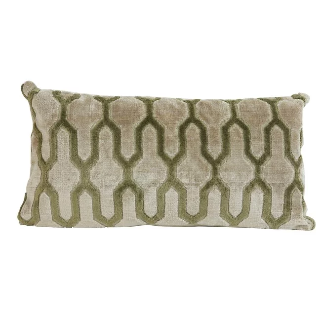 Light en Living Kussen 60x30 cm JEMBANA zand+olijf groen