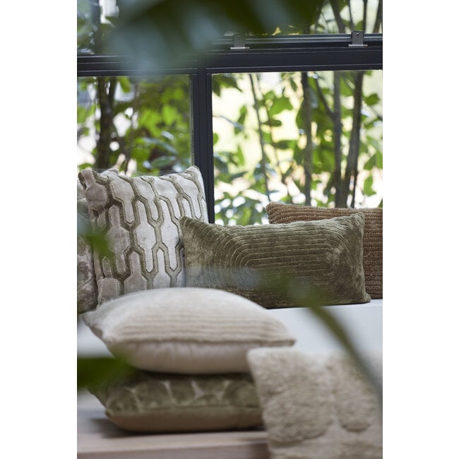 Light en Living Kussen 45x45 cm JEMBANA zand+olijf groen
