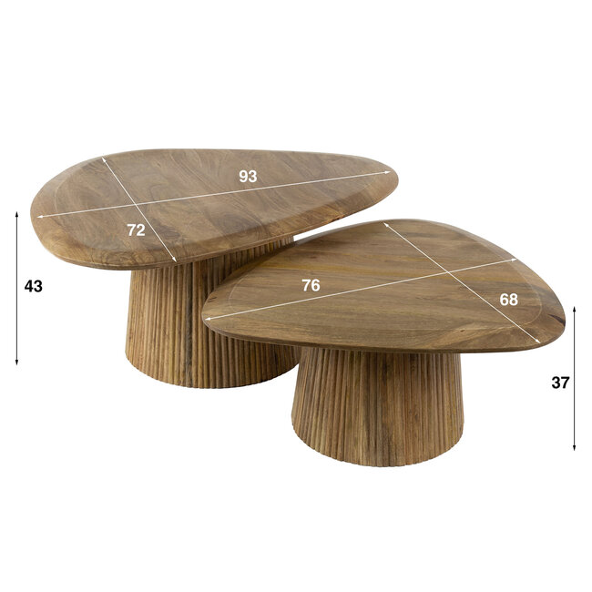 WoonStijl Salontafel set van 2 wave driehoekig blad
