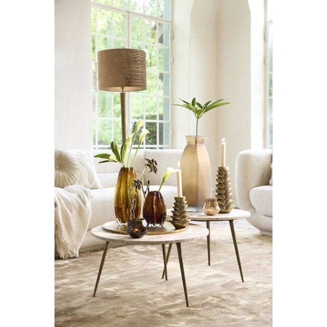 Light en Living Vaas 24,5x22,5x50,5 cm VELIKO glas donker bruin