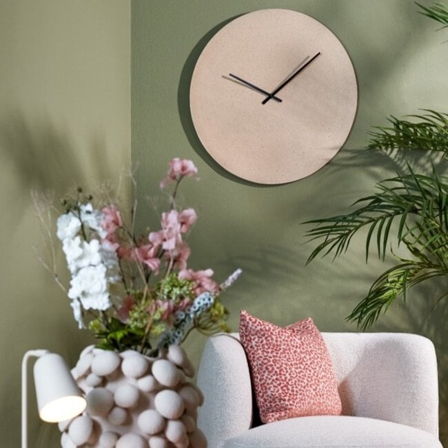 Light en Living Klok Ø74 cm LICOLA mat zand+licht bruin gespikkeld