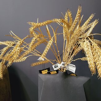 PTMD Kunsttak Leaves Plant gold metallic wheat spray