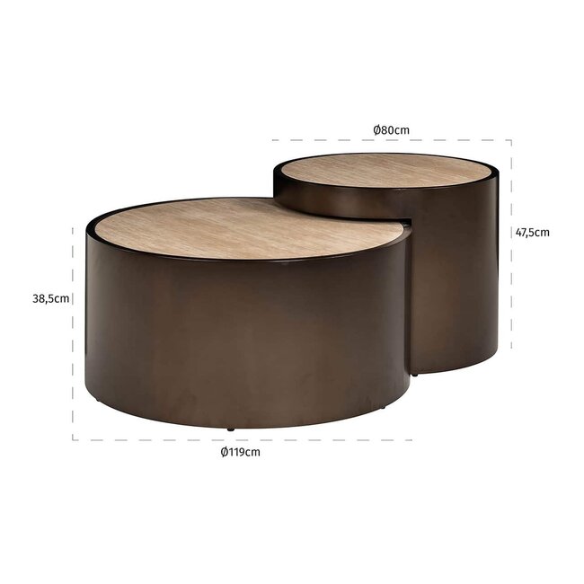 Richmond Interiors  Salontafel Ronson set van 2 beige