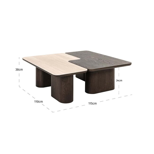 Richmond Interiors  Salontafel Nando set van 2 Bruin