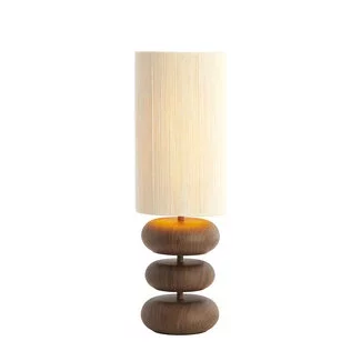 Light en Living Tafellamp Ø22x67,5 cm DANIALO hout print donkerbruin+touw crème