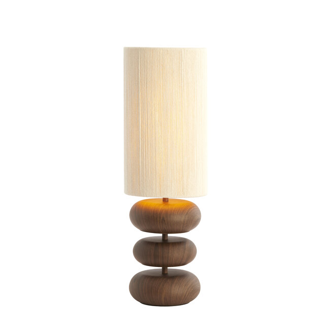 Light en Living Tafellamp Ø22x67,5 cm DANIALO hout print donkerbruin+touw crème