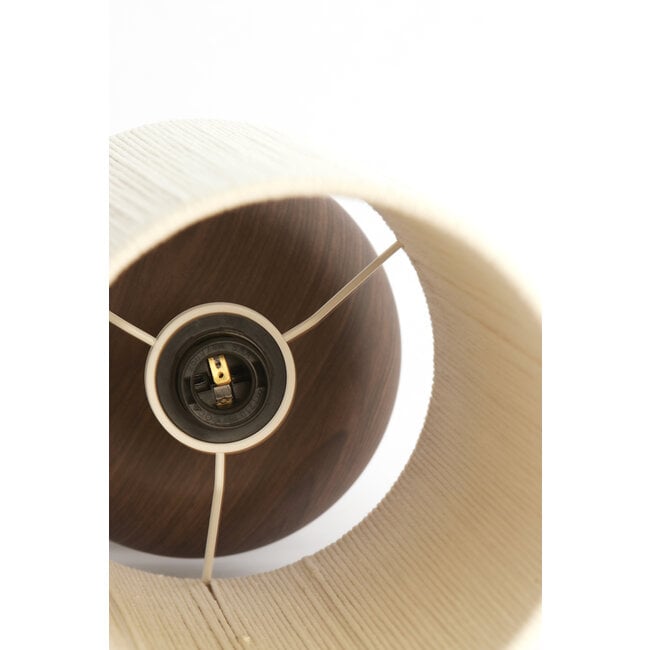 Light en Living Tafellamp Ø22x67,5 cm DANIALO hout print donkerbruin+touw crème