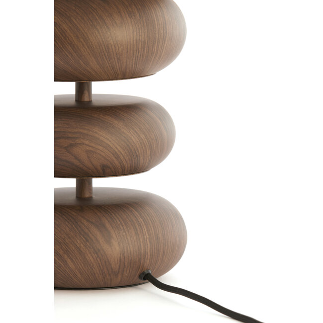 Light en Living Tafellamp Ø22x67,5 cm DANIALO hout print donkerbruin+touw crème
