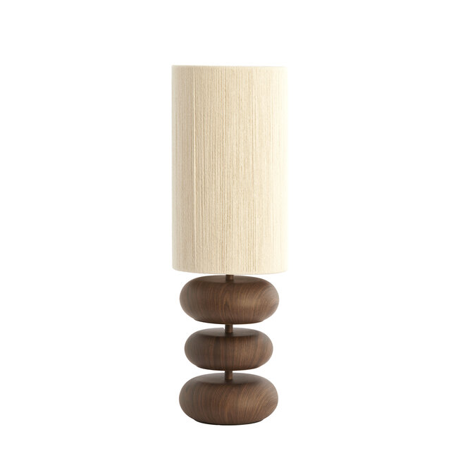 Light en Living Tafellamp Ø22x67,5 cm DANIALO hout print donkerbruin+touw crème